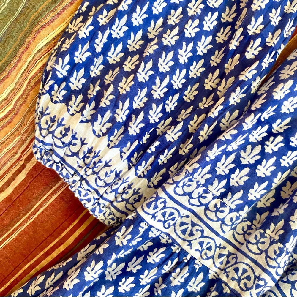 Vintage 70s Indian Cotton Black and White Block Print Dress - Picture 10 of 10